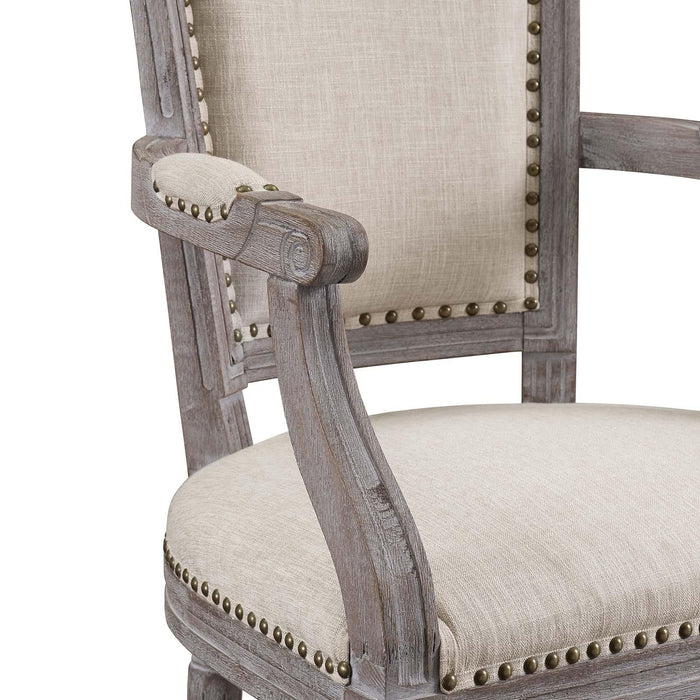 Penchant Vintage French Upholstered Fabric Dining Armchair