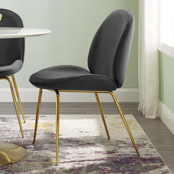 Scoop Gold Stainless Steel Leg Performance Velvet Dining Chair