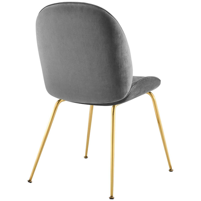 Scoop Gold Stainless Steel Leg Performance Velvet Dining Chair