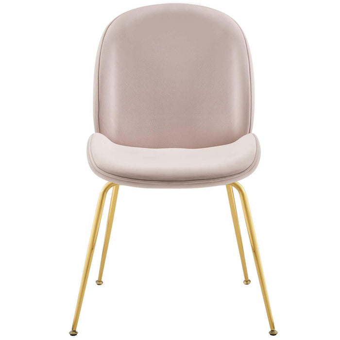 Scoop Gold Stainless Steel Leg Performance Velvet Dining Chair