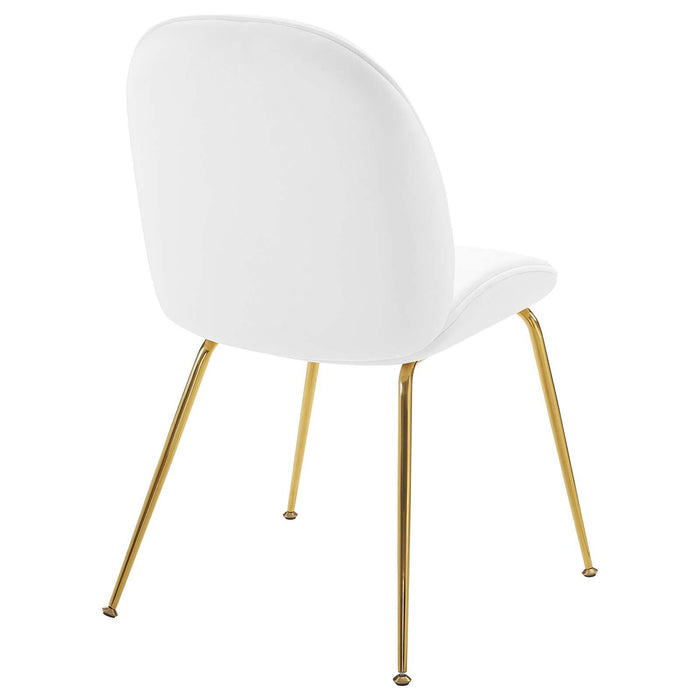 Scoop Gold Stainless Steel Leg Performance Velvet Dining Chair