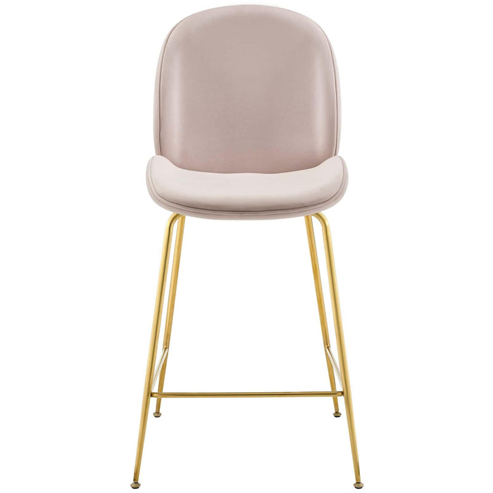 Scoop Gold Stainless Steel Leg Performance Velvet Counter Stool