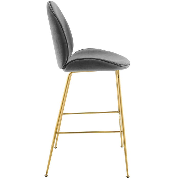 Scoop Gold Stainless Steel Leg Performance Velvet Bar Stool