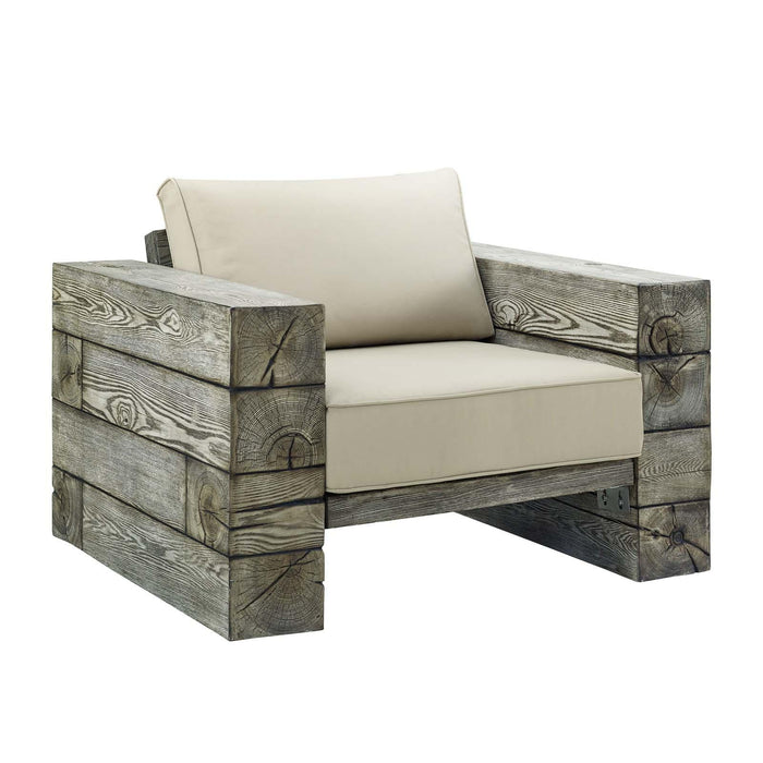 Manteo Rustic Coastal Outdoor Patio Sunbrella�  Lounge Armchair image