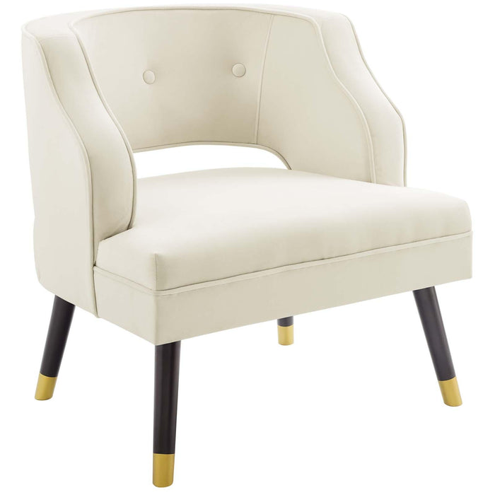 Traipse Button Tufted Open Back Performance Velvet Armchair