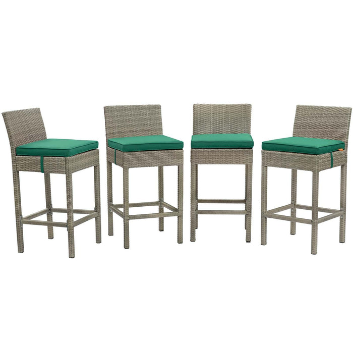 Conduit Bar Stool Outdoor Patio Wicker Rattan Set of 4