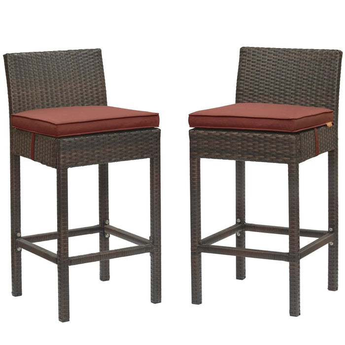 Conduit Bar Stool Outdoor Patio Wicker Rattan Set of 2