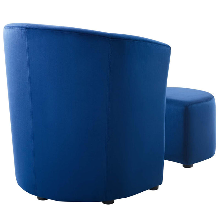 Divulge Performance Velvet Arm Chair and Ottoman Set