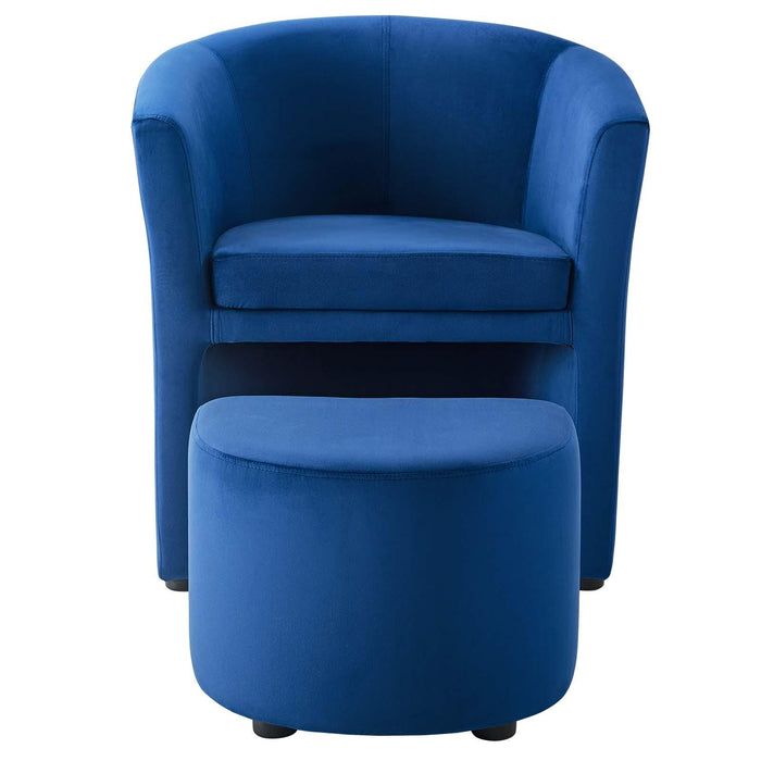 Divulge Performance Velvet Arm Chair and Ottoman Set