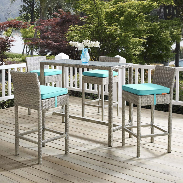 Conduit 5 Piece Outdoor Patio Wicker Rattan Set