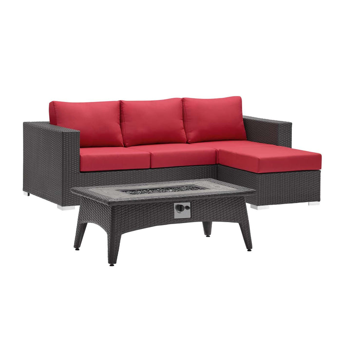 Convene 3 Piece Set Outdoor Patio with Fire Pit