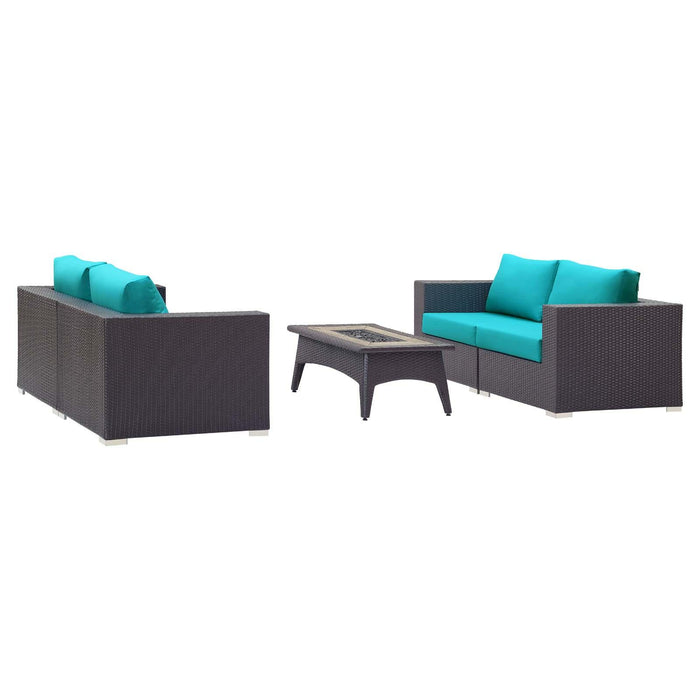 Convene 5 Piece Set Outdoor Patio with Fire Pit