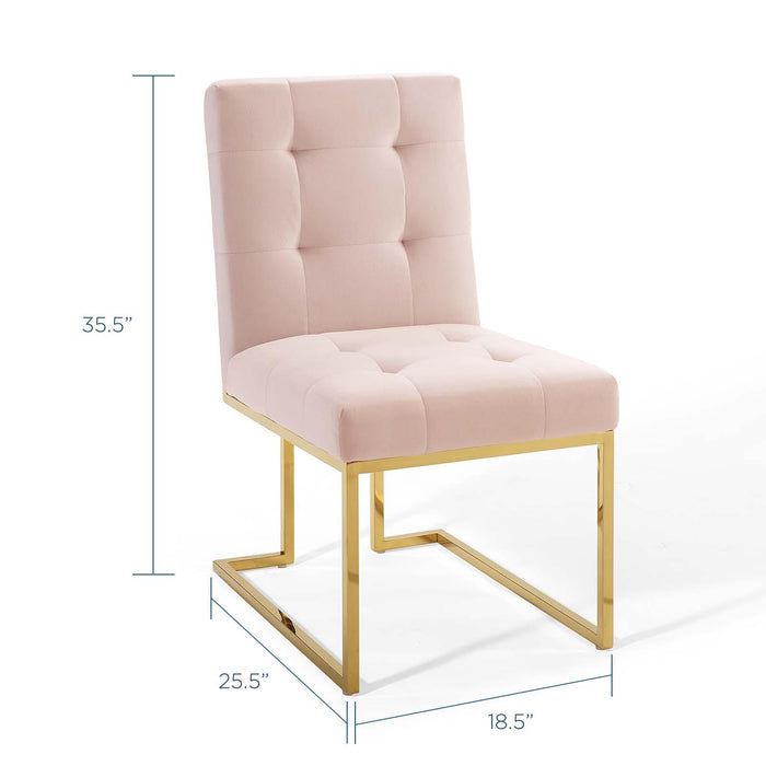 Privy Gold Stainless Steel Performance Velvet Dining Chair