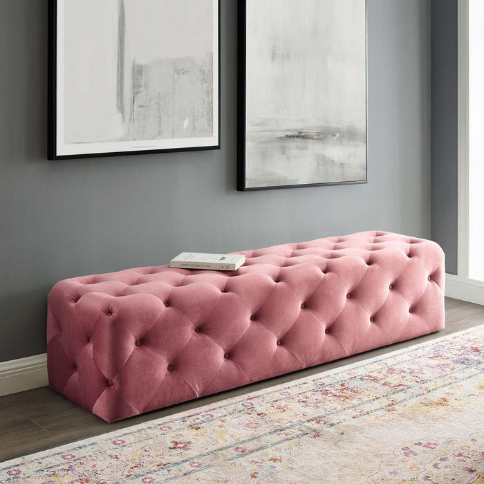 Amour 72" Tufted Button Entryway Performance Velvet Bench