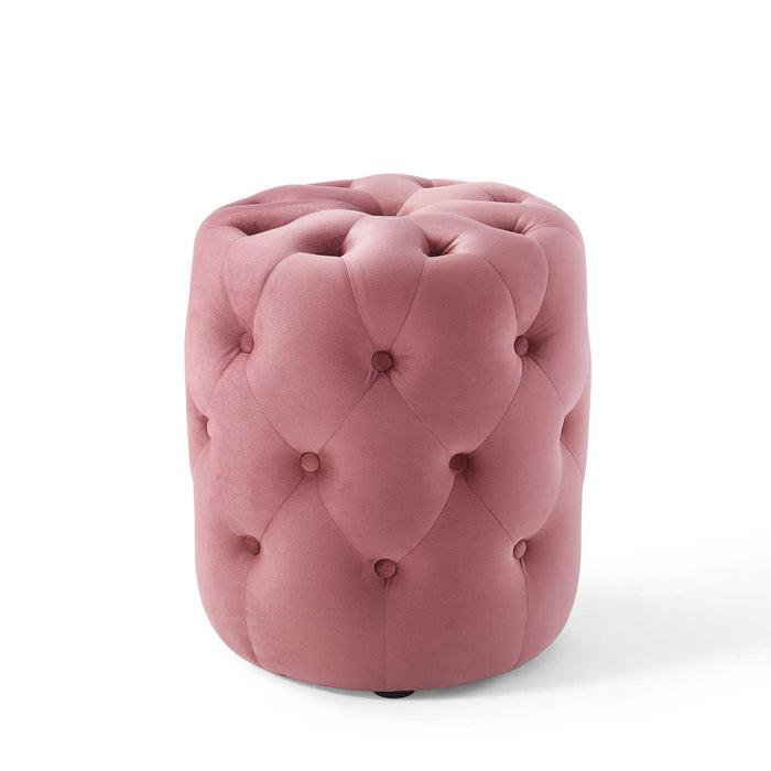 Amour Tufted Button Round Performance Velvet Ottoman image