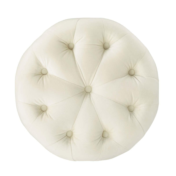 Amour Tufted Button Round Performance Velvet Ottoman