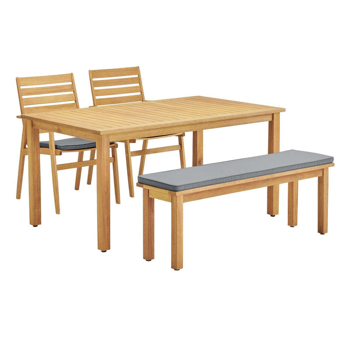 Syracuse 4 Piece Outdoor Patio Eucalyptus Wood Dining Set image