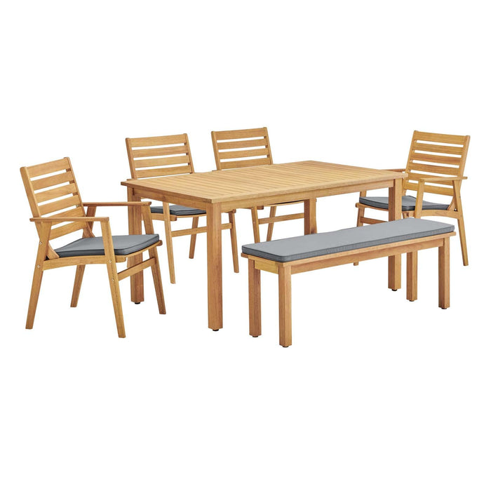 Syracuse 6 Piecce Outdoor Patio Eucalyptus Wood Dining Set image