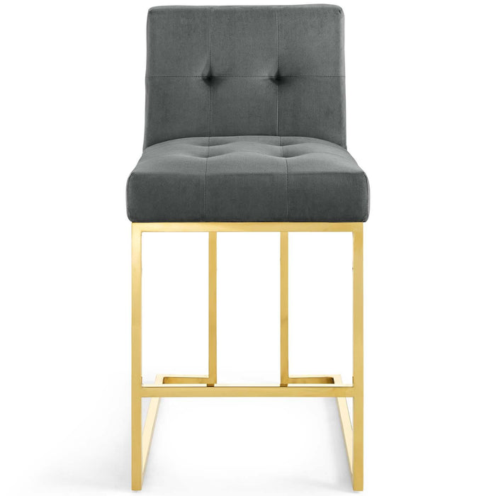 Privy Gold Stainless Steel Performance Velvet Counter Stool