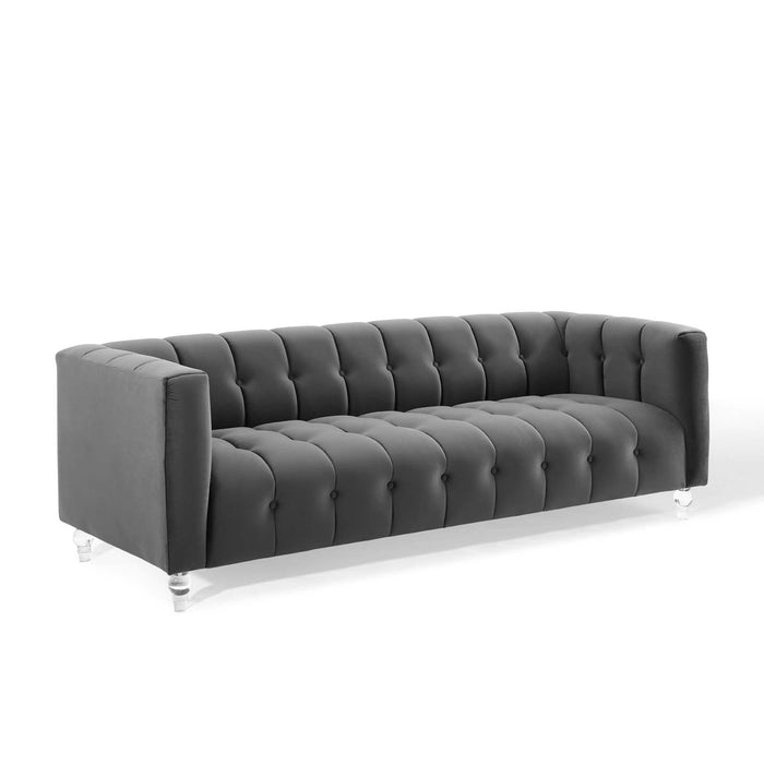 Mesmer Channel Tufted Button Performance Velvet Sofa image