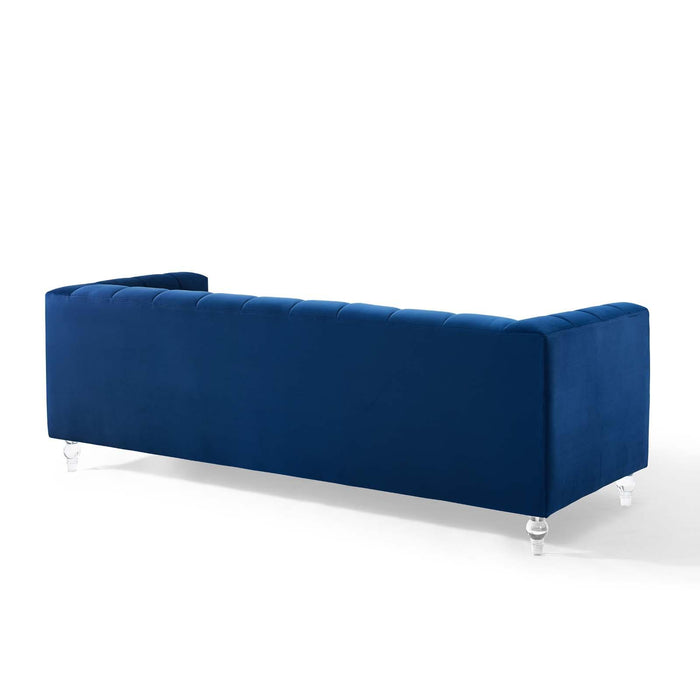 Mesmer Channel Tufted Button Performance Velvet Sofa