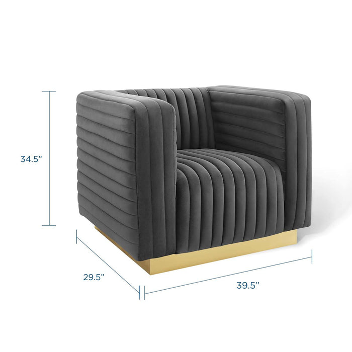 Charisma Channel Tufted Performance Velvet Accent Armchair