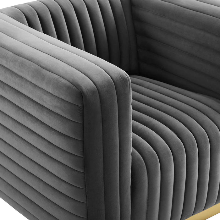 Charisma Channel Tufted Performance Velvet Accent Armchair