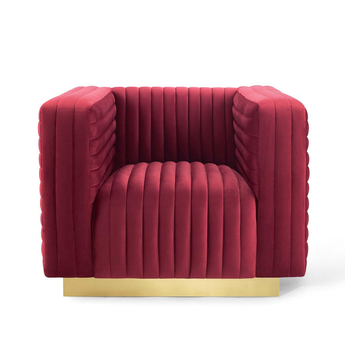 Charisma Channel Tufted Performance Velvet Accent Armchair