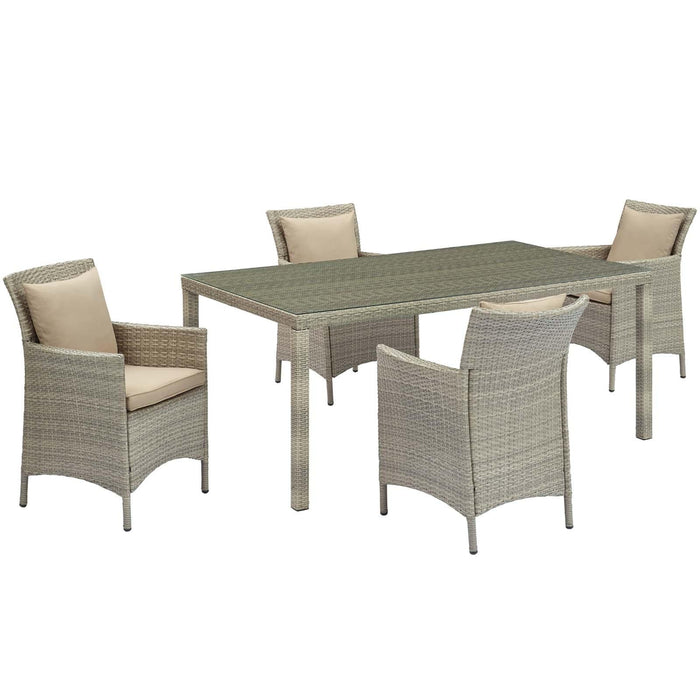 Conduit 5 Piece Outdoor Patio Wicker Rattan Dining Set image