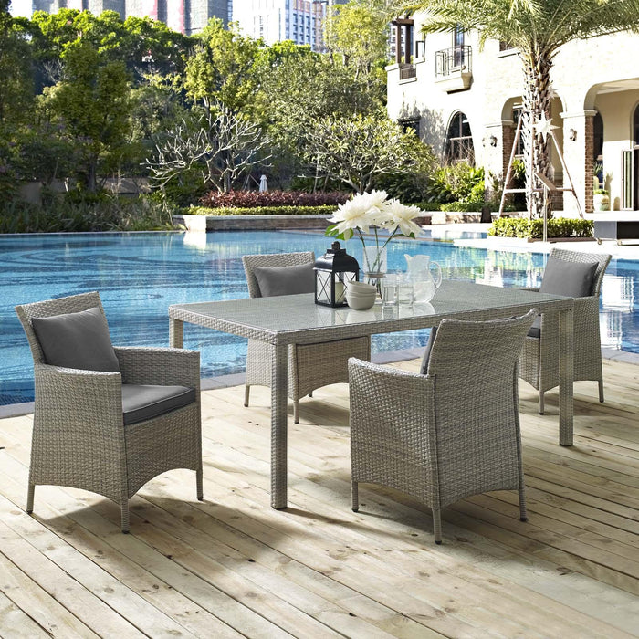 Conduit 5 Piece Outdoor Patio Wicker Rattan Dining Set