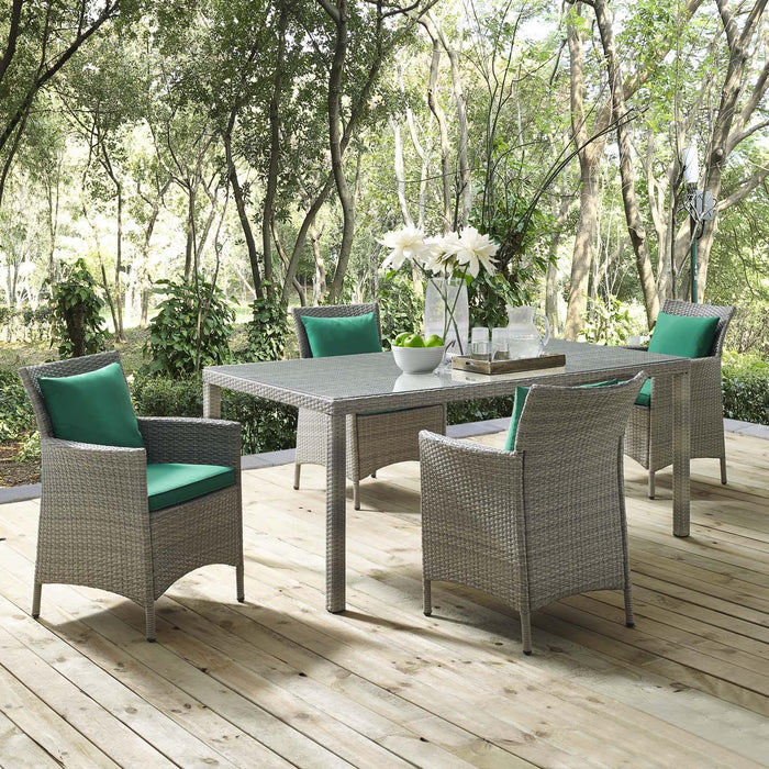 Conduit 5 Piece Outdoor Patio Wicker Rattan Dining Set