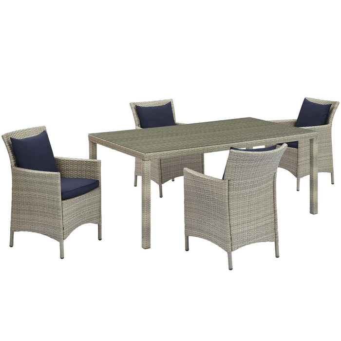 Conduit 5 Piece Outdoor Patio Wicker Rattan Dining Set