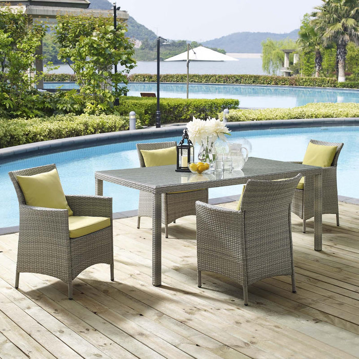 Conduit 5 Piece Outdoor Patio Wicker Rattan Dining Set