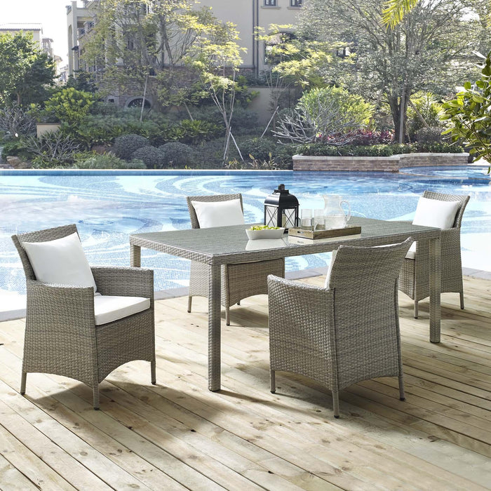 Conduit 5 Piece Outdoor Patio Wicker Rattan Dining Set