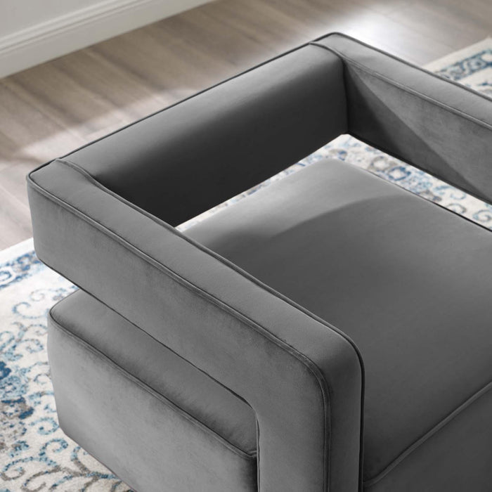 Booth Performance Velvet Swivel Armchair