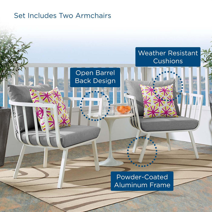 Riverside Outdoor Patio Aluminum Armchair Set of 2