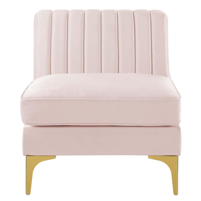 Triumph Channel Tufted Performance Velvet Armless Chair