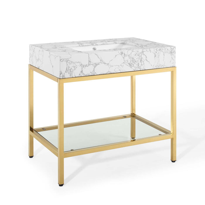 Kingsley 36" Gold Stainless Steel Bathroom Vanity image