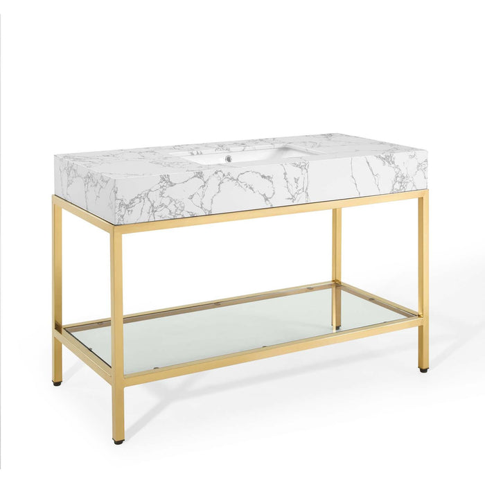 Kingsley 50" Gold Stainless Steel Bathroom Vanity image