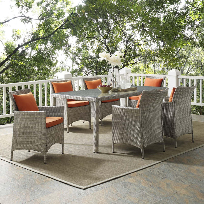 Conduit 7 Piece Outdoor Patio Wicker Rattan Dining Set