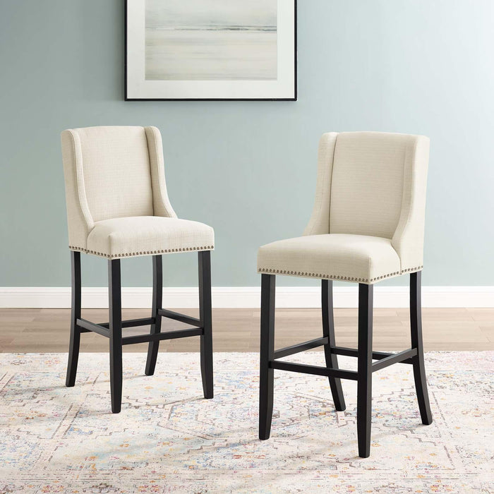 Baron Bar Stool Upholstered Fabric Set of 2