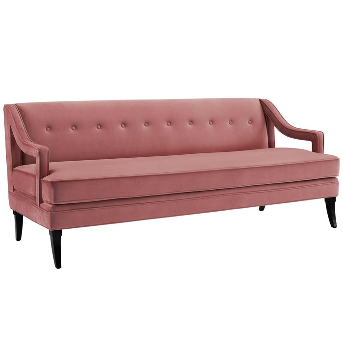 Concur Button Tufted Performance Velvet Sofa