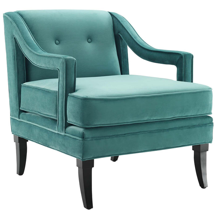 Concur Button Tufted Performance Velvet Armchair