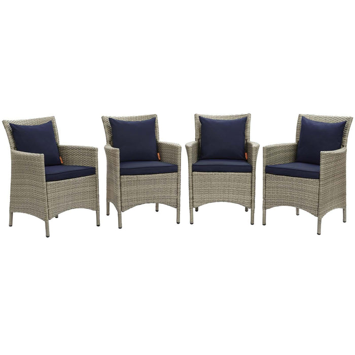 Conduit Outdoor Patio Wicker Rattan Dining Armchair Set of 4