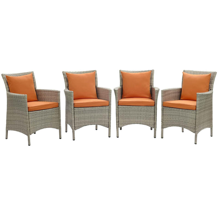 Conduit Outdoor Patio Wicker Rattan Dining Armchair Set of 4