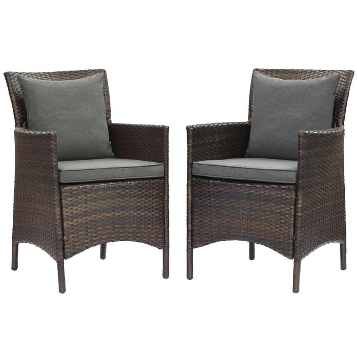 Conduit Outdoor Patio Wicker Rattan Dining Armchair Set of 2