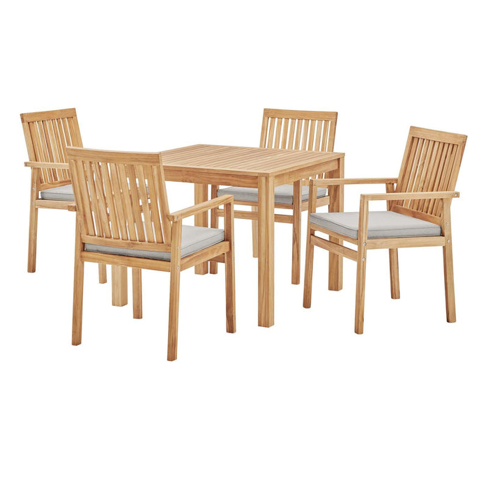 Farmstay 5 Piece Outdoor Patio Teak Wood Dining Set image