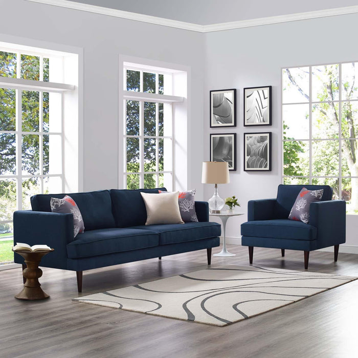 Agile Upholstered Fabric Sofa and Armchair Set