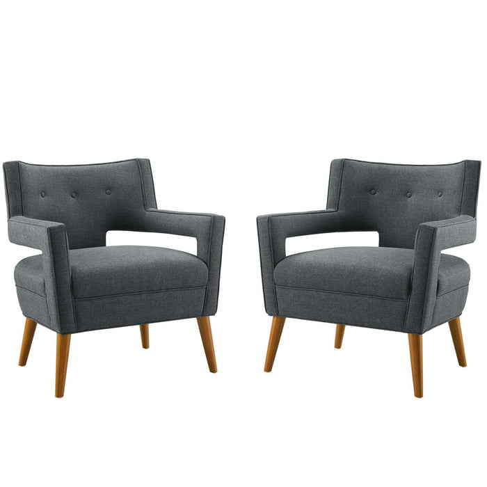 Sheer Upholstered Fabric Armchair Set of 2