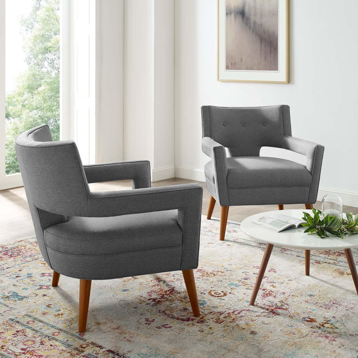 Sheer Upholstered Fabric Armchair Set of 2